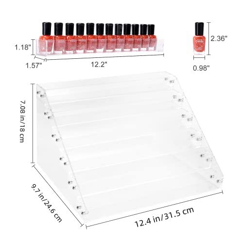 6-Tier Clear Nail Polish Organizer Rack - Pack of 2, Holds 48-96 Bottles