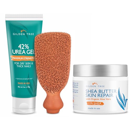 Foot Care Gel & Scrubber Set with Shea Butter - Callus Softening Bundle