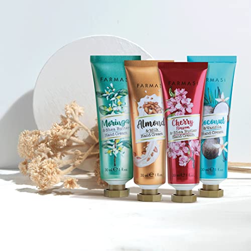 FARMASi Hand Cream with Shea Butter, Deep Moisturizing Hand Lotion for Dry Hands, Fast-Absorbing Lightweight Formula, Daily Hand Care, Travel Size, 1 fl oz, Cherry Blossom & Shea Butter