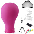 Pink 23 Inch Canvas Block Head Wig Stand Mannequin Head for Wigs Trimming Display - Pink / 23 Inch
