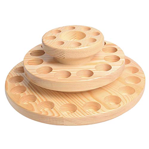 Hapivida Wooden Essential Oil Display Stand, 3-Tier 39 Slots Essential Oil Storage Box Round Rotating Case Holder Organizer Tray Essential Oil Bottle Holder Diffuser Holder Turntable