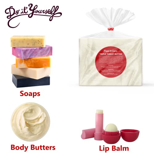 Plant Guru Triple Threat Body Butter 48oz - Shea, Mango & Coconut Oil - Natural Moisturizer for Skin Hair & Lips