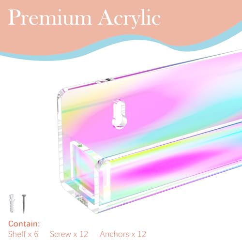 15 Inch Iridescent Nail Polish Wall Rack with 6 Shelves - Organizer & Display