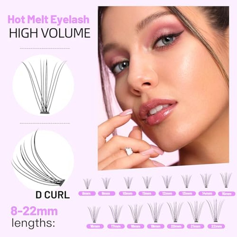 BODERMINCER 10 Root 60pcs 8-10-12-14-16mm Mixed Black Handmade False Eyelashes Natural Long Individual Eyelashes Extension Fake Lashes Makeup Beauty Cosmetic (5 PACKS-10MM)