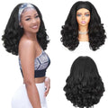 Quantum Love 16 Inch Black Curly Headband Wig for Black Women - Glueless Synthetic Half Wig