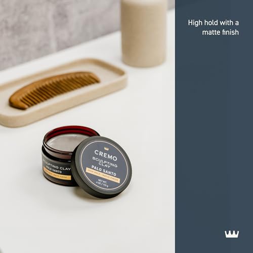 Cremo Premium Barber Grade Hair Styling Palo Santo (Reserve Collection) Sculpting Clay,High Hold,Matte Finsh,4 Oz,(Pack of 2)