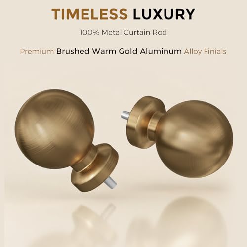 Warm Gold 2 Pack Heavy Duty Curtain Rods 36-56 Inch - Antique Brass Finish