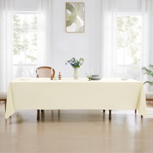 Ivory Rectangle Tablecloth 90x156 Inch for 6ft & 8ft Tables - Pack of 6