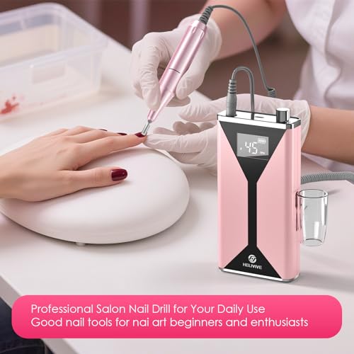 Pink Professional Electric Nail Drill 45000RPM Cordless Nail File for Manicure