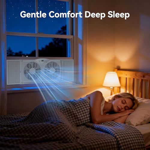 Shinic 9-Inch Window Fan with Thermostat & Reversible Airflow, LED Display