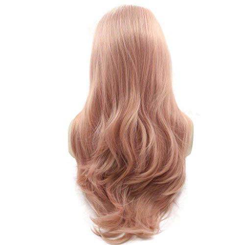 Pink Long Wavy Lace Front Wig 24 Inch Synthetic Heat-Resistant Hair for Women & Drag
