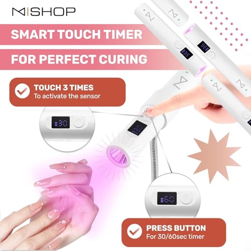 M - GlamCure GO Nail Flash Cure Lamp with Focus Beam Technology, Touch Screen - LED & UV Nail Light - Curing Lamp for Gel Nails, Acrylic, Builder - Portable & Adjustable (Violet)
