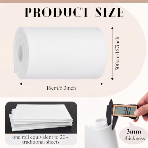 White 148x6.3 Inch Silicone Tattoo Practice Skin Roll with Scissors, 3mm Thickness