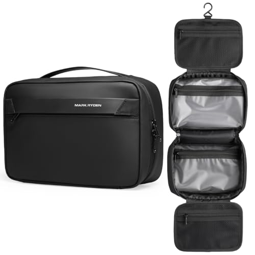MARK RYDEN Black Travel Toiletry Bag - Hanging Organizer for Men
