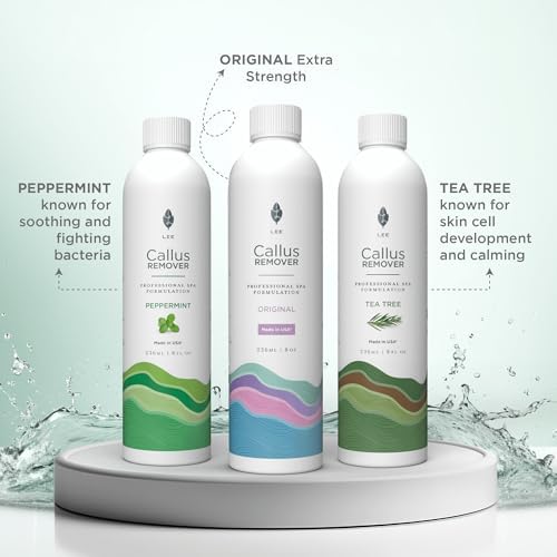 Lee Beauty Professional Callus Remover for Feet - Original, Powerful Formulation - Extra Strength Gel, Home Pedicure Foot Spa Results - Cracked & Dead Dry Skin Supplies - 8 Oz