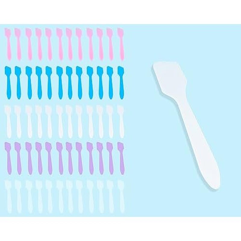 100 Pack 3.2 Inch Cosmetic Spatulas/Small Plastic Spatula for Cosmetics, Creams, Crafts/Makeup Spatula/Multipurpose Mini Applicator for Mixing Cream, Skincare, or Scraping Jars/Random Color