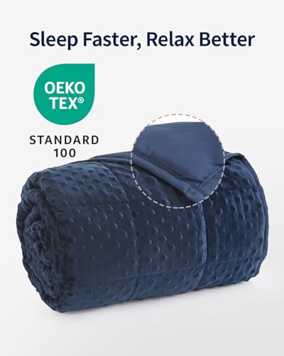 Weighted Blanket for Adults 60x80 Inches Navy Blue 15 lbs Queen Size