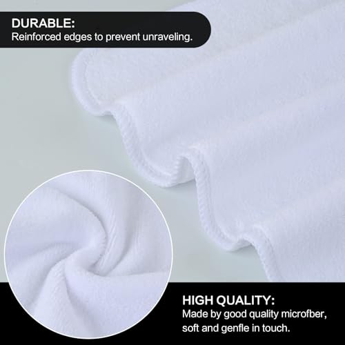 Reusable Microfiber Facial Cloths 12x12 Inch White Pack of 20 - Fast Drying & Soft