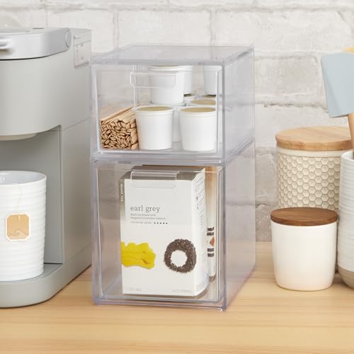 STORi Clear Plastic Drawer Organizer Set - 4.5 and 6.75 Inch Tall, Multipurpose Cosmetics & Office Storage Bins