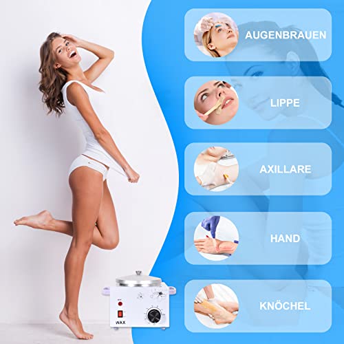 White Wax Warmer Machine for Painless Hair Removal - Large Capacity Metal Heater