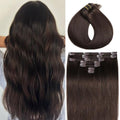 Clip in Hair Extensions Real Human Hair Medium Brown 16 Inch - #4 Variation