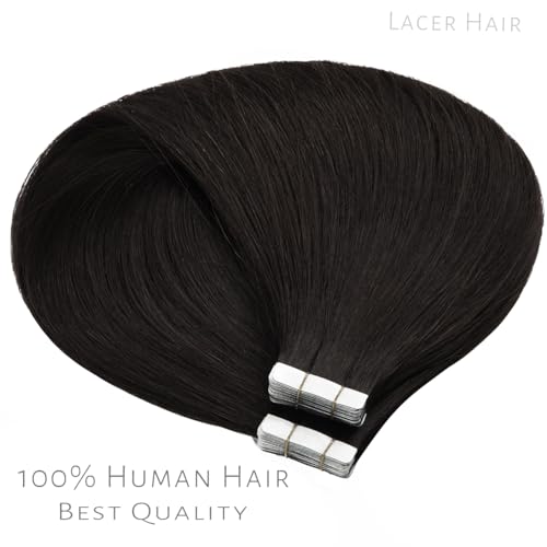 Lacer Seamless Remy Tape-in Hair Extensions #1B Natural Black 16 Inch 50g