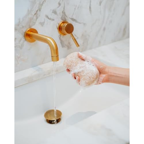 Bathorium Konjac Walnut Shell Body Sponge, Gently Cleanses Skin, Ideal for Daily Use, Made with Hand-Harvested Asian Konjac Root, Softens & Revitalizes, 1 Sponge