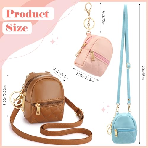 Mini Backpack Keychain Set - 6 Color Cute PU Leather Makeup & Organizer Pouches