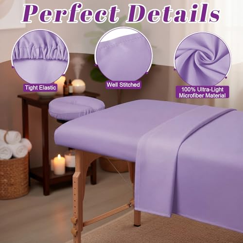 Oudain 2-Piece Microfiber Massage Table Sheets Set - Purple