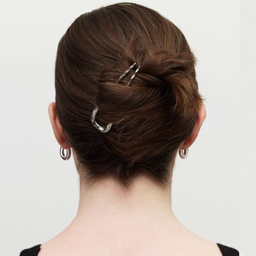 French Hair Pin for Thin Thick Hair - Silver, 3 Inch - Pack of 1