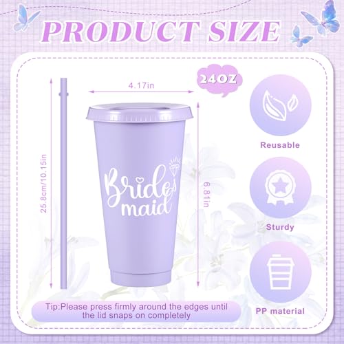 Purple Bridesmaid Proposal Gift Set for Bridesmaids & Maid of Honor with Straw Cups, Jewelry & Accessories - Variation: Purple