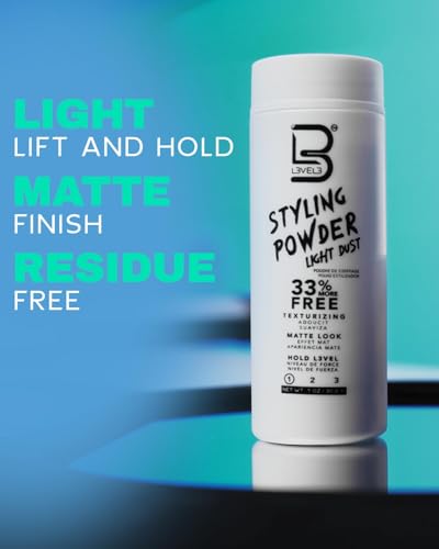 L3 Level 3 Light Hold Styling Powder - Natural Matte Hair Texture, 1 Ounce (Pack of 3)