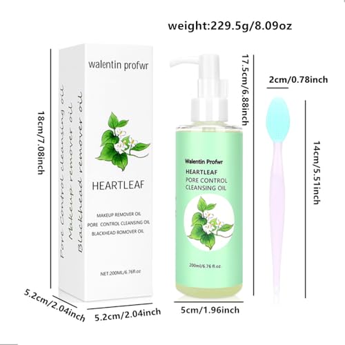 Cleansing Oil for Face, Makeup Blackhead Remover Oils, Gentle Heartleaf Deep Pore Control Cleansing Oil with Blackhead Brush, 6.76FL OZ, Face Skin Cleanser