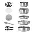 Stainless Steel Detachable Nonstick Cookware Set - Stackable Pots & Pans for RV Camping, Oven & Induction, 5 Pieces