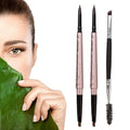 2 Pack Eyebrow Pencil, Waterproof Eyebrow Makeup with Dual Ends, Professional Brow Enhancing Kit with Eyebrow Brush (Dark Brown #1)
