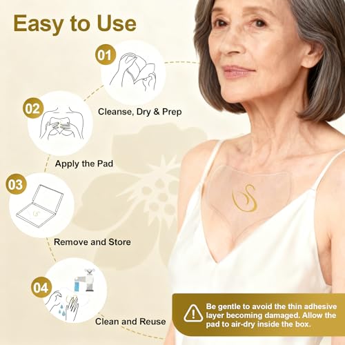 Luxe Sens Chest Wrinkle Patches 2 Pack - 1 Ounce Each, 30 Day Supply, Heart-Shaped Silicone Pads for Décolletage