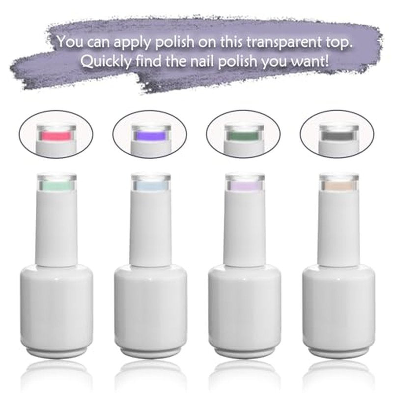 Empty Gel Nail Polish Bottles, 15ML Empty Nail Polish Bottles with Transparent Top,Opaque Round Refillable Fingernail Polish Bottles UV Safe with Mixing Balls & Funnels, Pack of 6 (WHITE)