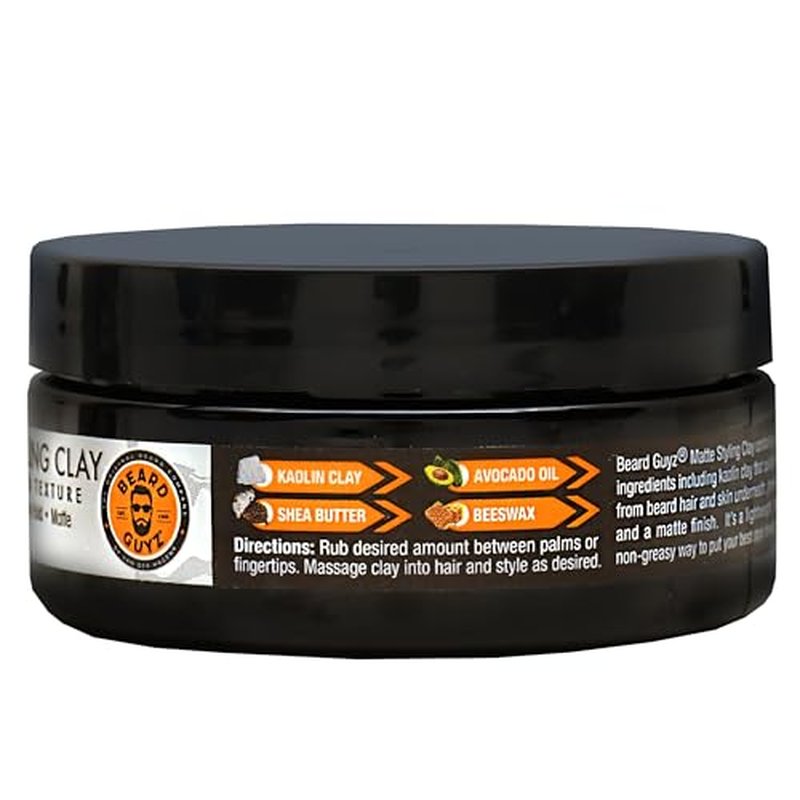 Beard Guyz Matte Styling Clay ? Strong?Hold for Beard & Hair ? Natural Texture & Matte Finish Styling Clay for Men¡¯s Grooming, 3 oz