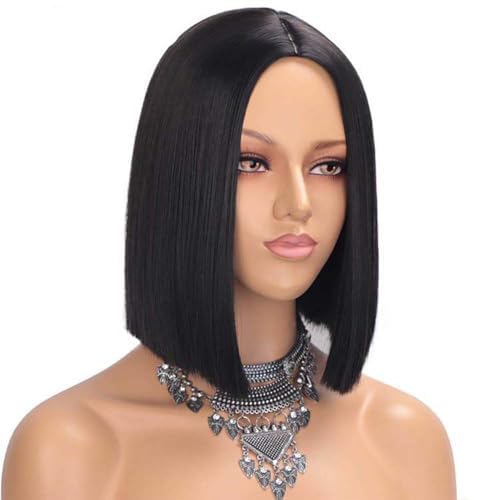 Ecibeny Short Straight Hair Black Bob Wig 10 Inch