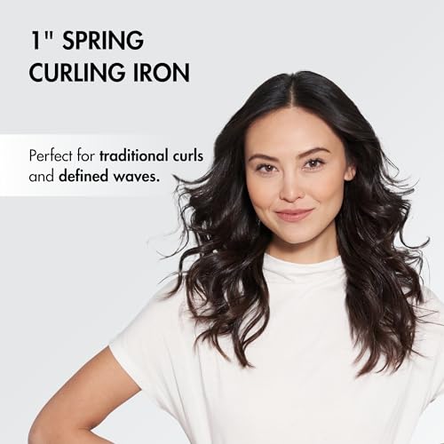 BaByliss Pro Spring Curling Iron 1 Inch Porcelain Ceramic Professional Hair Tool for Long Lasting Curls