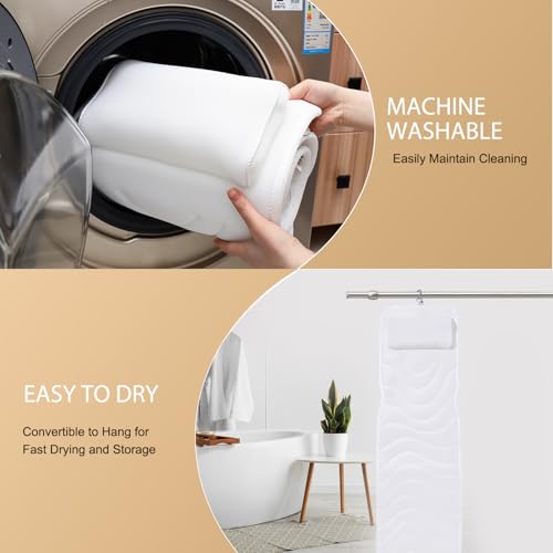 Full Body Bath Pillow for Bathtub, Non-Slip Bath Pillows for Tub, Spa Bathtub Pillow Cushion for Headrest Neck Shoulder and Back Rest Support£¬Relaxation Spa Accessories-50 x 15" (White)