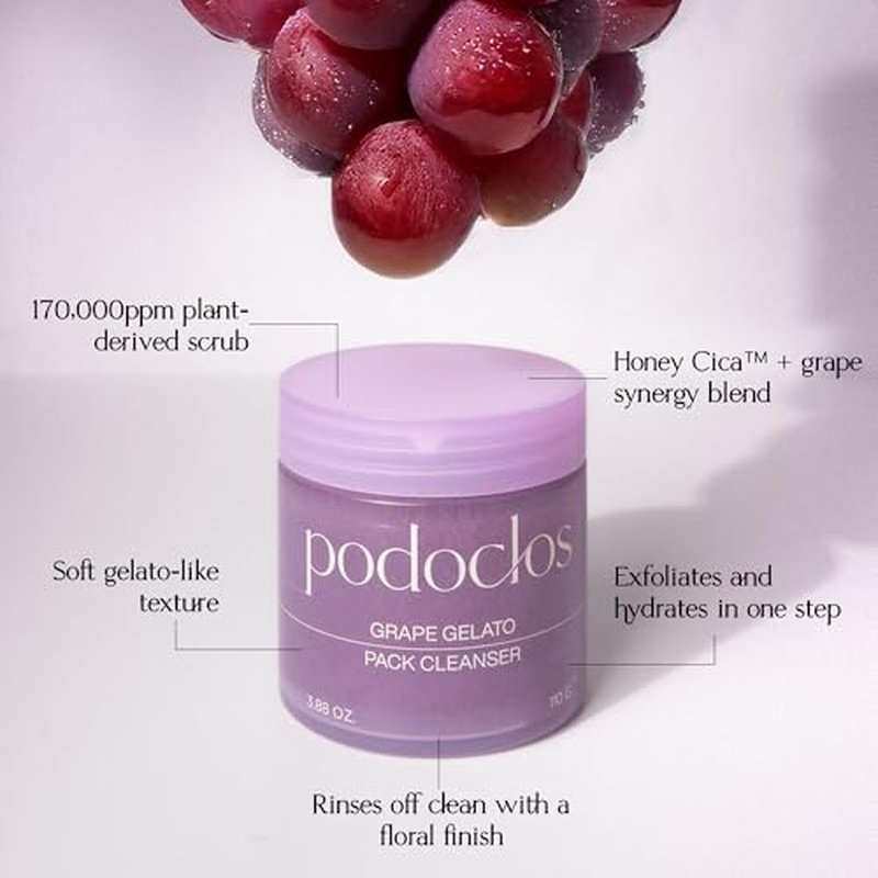 Grape Gelato Pack Cleanser | Face & Body Exfoliating Cleanser, Gentle on Skin, Tough on Dead Cells, Plant-Based Scrub, Honey Cica¢â & Grape Extracts, Korean Skin Care | 3.88 oz