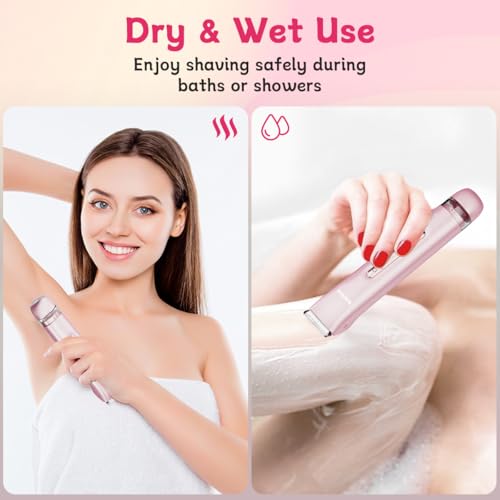 Bikini Trimmer for Women, 2-in-1 Electric Shaver for Bikini Line & Sensitive Areas, Dual Head Women¡¯s Razor, IPX7 Waterproof Wet/Dry, USB-C Rechargeable