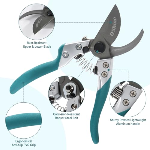 8-Inch Heavy Duty Bypass Pruning Shears with Sharp Japanese SK5 Steel Blades