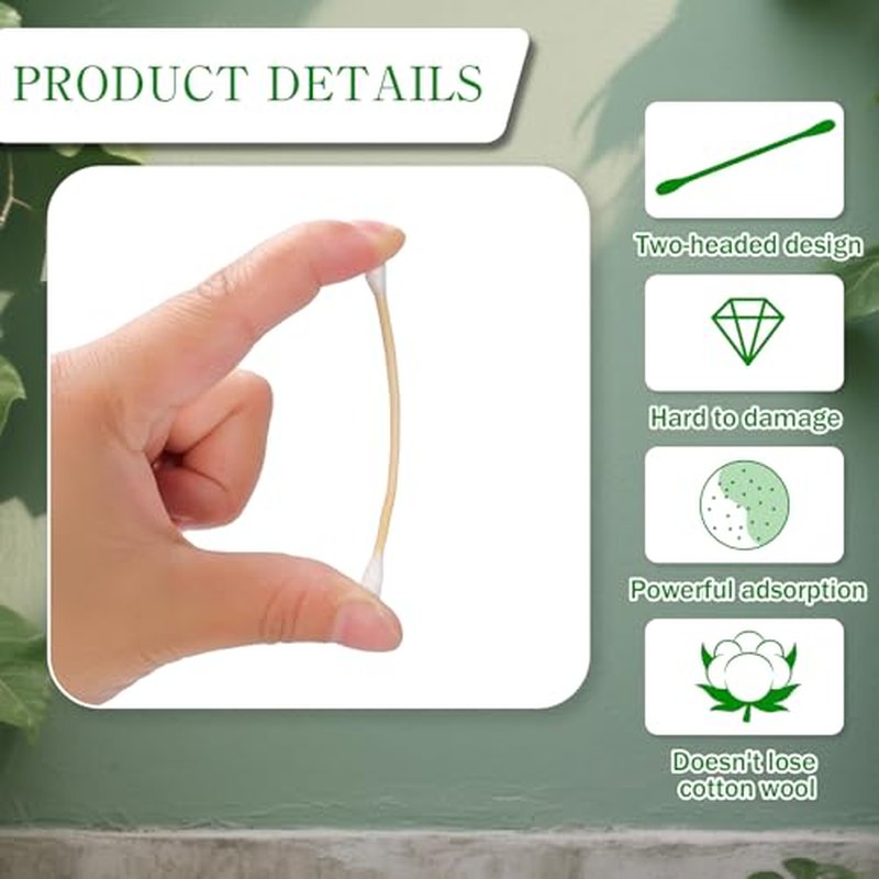 11000 Pcs Double Round Cotton Swabs Bulk Travel Size Cotton Buds with Wooden Sticks for Ear Cleaning, Makeup, Daily Use, Pet Care, Arts Crafts