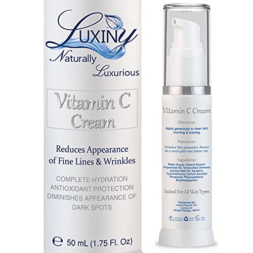 Luxiny Vitamin C Face & Neck Moisturizer with Jojoba & Squalane - Anti-Aging, Hyperpigmentation Reduction, Day & Night Hydrating Cream