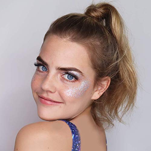 Electric Bliss Beauty Holographic Silver Glitter Spray - Shiny Body Glitter Spray, Hair Glitter Spray for Hair & Body Face Glitter, Eye Glitter, Rave Glitter Festival Accessories