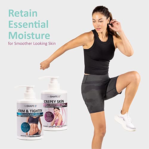 Reshape Collagen Body Cream + Crepey Skin Treatment Lotion Set - Firm & Tighten, Hydrate & Reduce Wrinkles, 15 Fl Oz Pack of 2