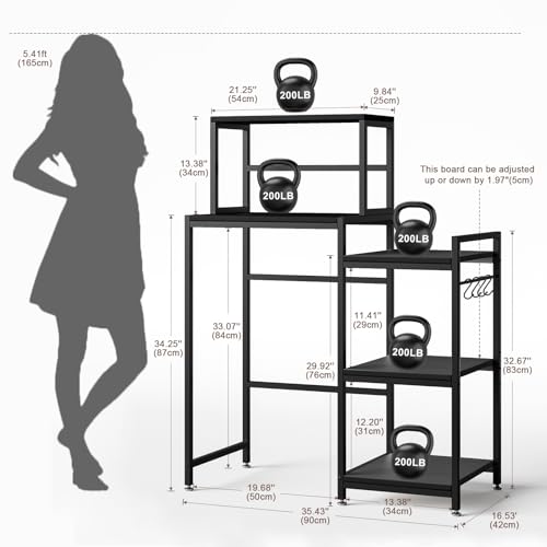 6-Tier Mini Fridge Stand with Storage and Hooks, Kitchen & Dorm Organizer