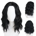Men's 16-inch Black Curly Wavy Wig - Natural Short Style, Variation of Black